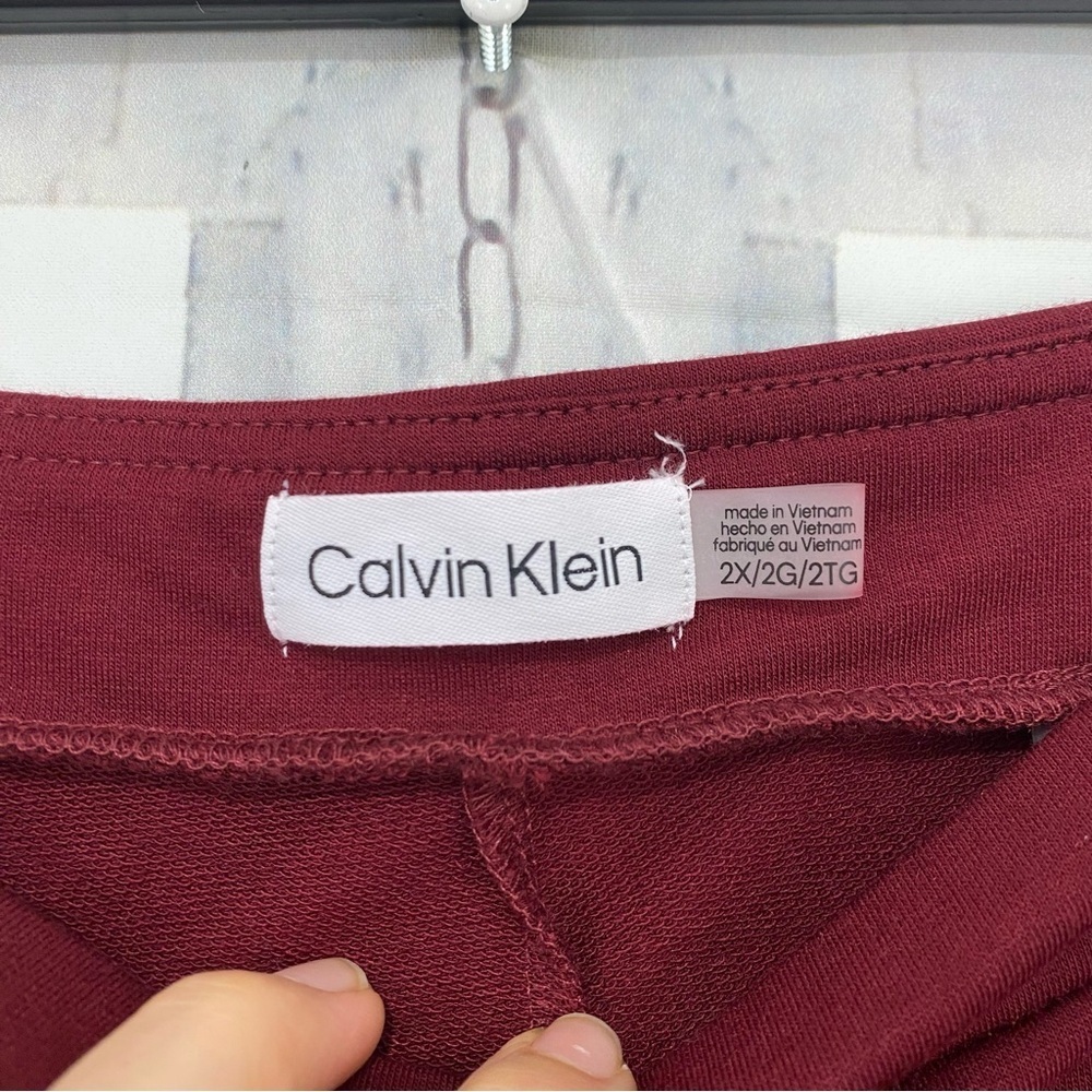 NEW Calvin Klein Size 2X Pull On Stretch Straight Leg Pants Burgundy Red Pockets - Picture 8 of 10